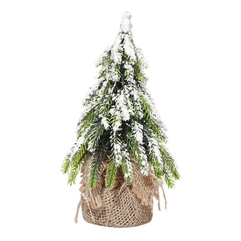 Stable Miniature Snow Pine Tree Burlap Mini Christmas Tree Creative Party