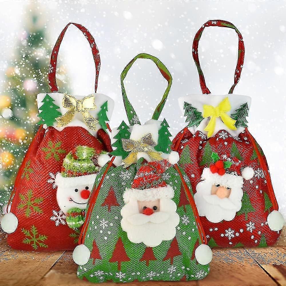 Christmas gift bags set of 3 with fillable drawstring pouches