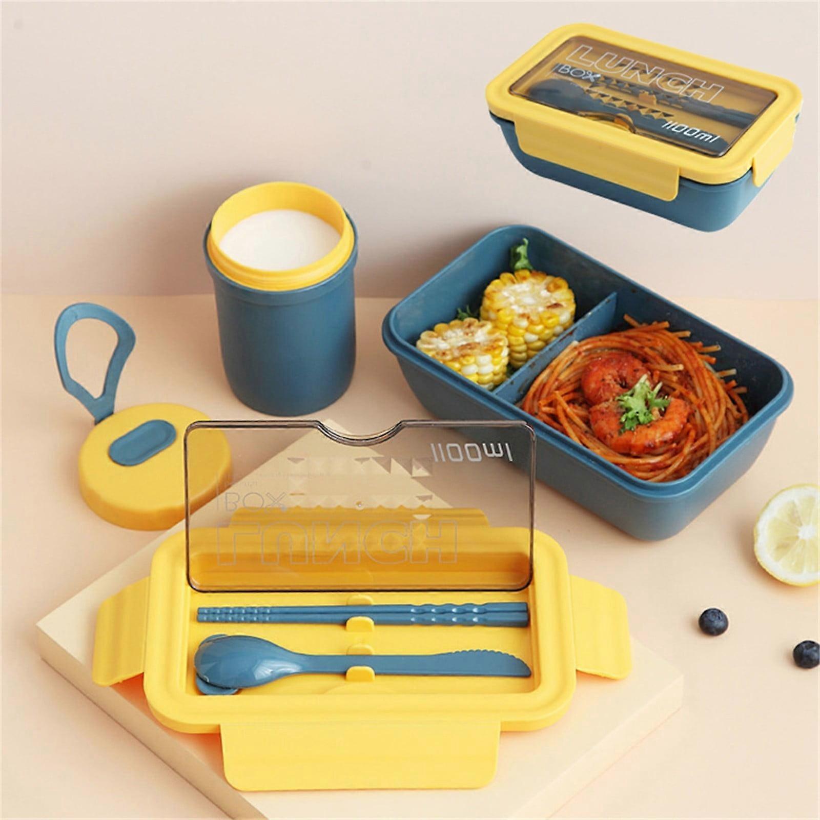 Cyber Monday Deals 2024: Viflosae Bento Box for Adults, Reusable Plastic Double-Layer Thermal Insulation Lunch Box with Tableware