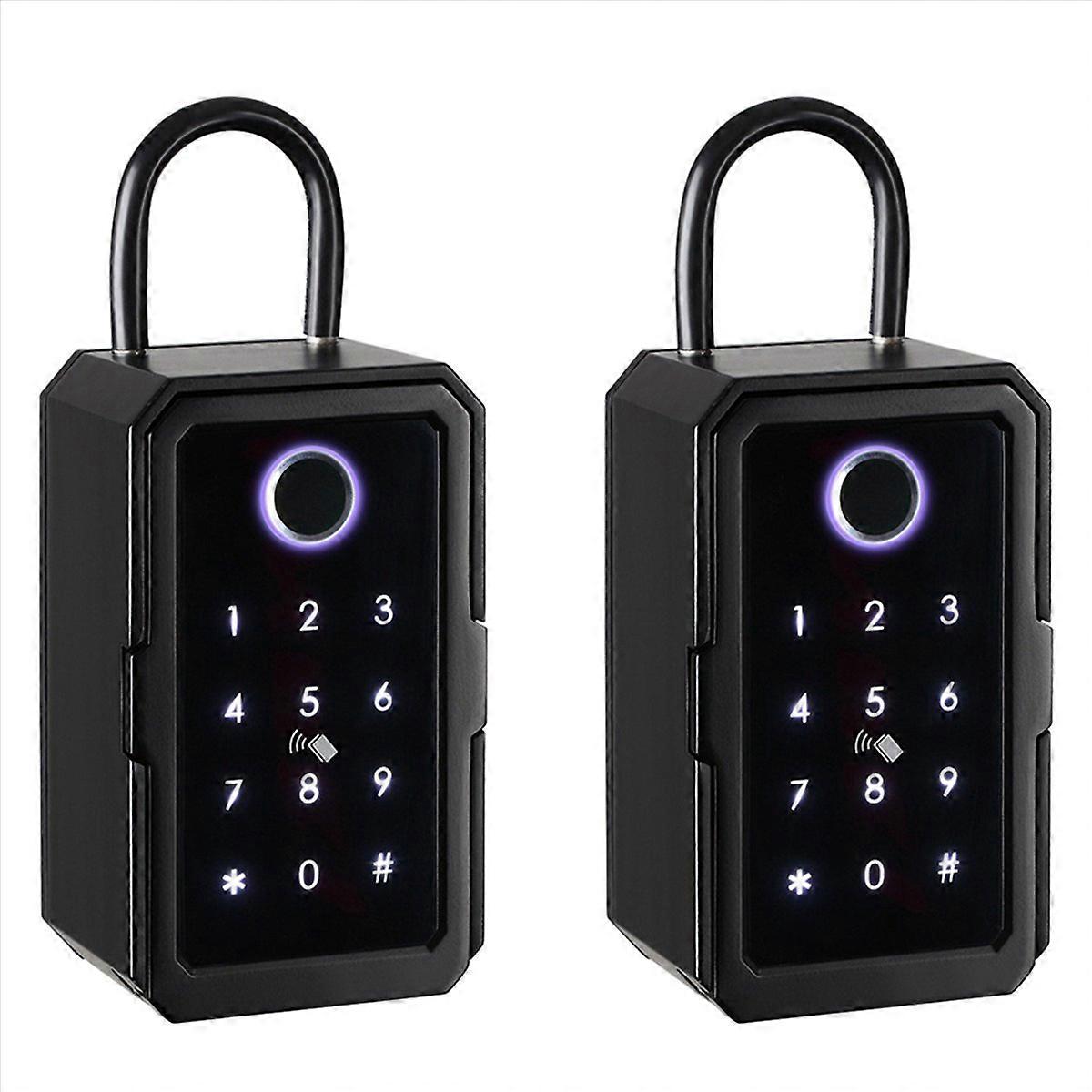 2X Key Cabinet with Code, Key Safe for Outdoor/Indoor Key Safe Fingerprint for Home/Garage/Office (B