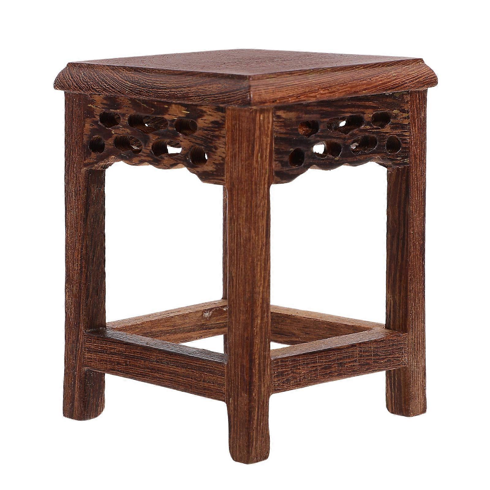 Wooden Flower Pot Display Base for Vase Display Stand Brown