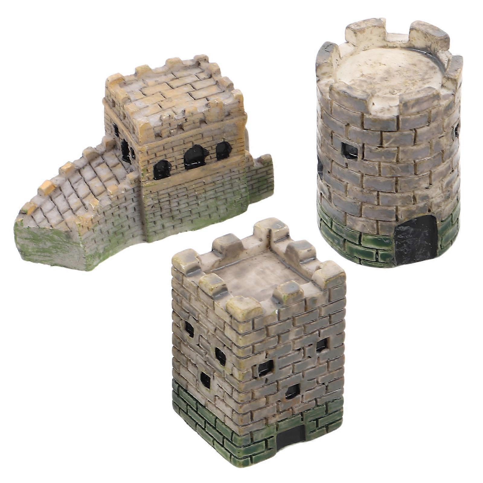 Micro Miniature Resin Castle Model for 3Pcs Sand Table Display