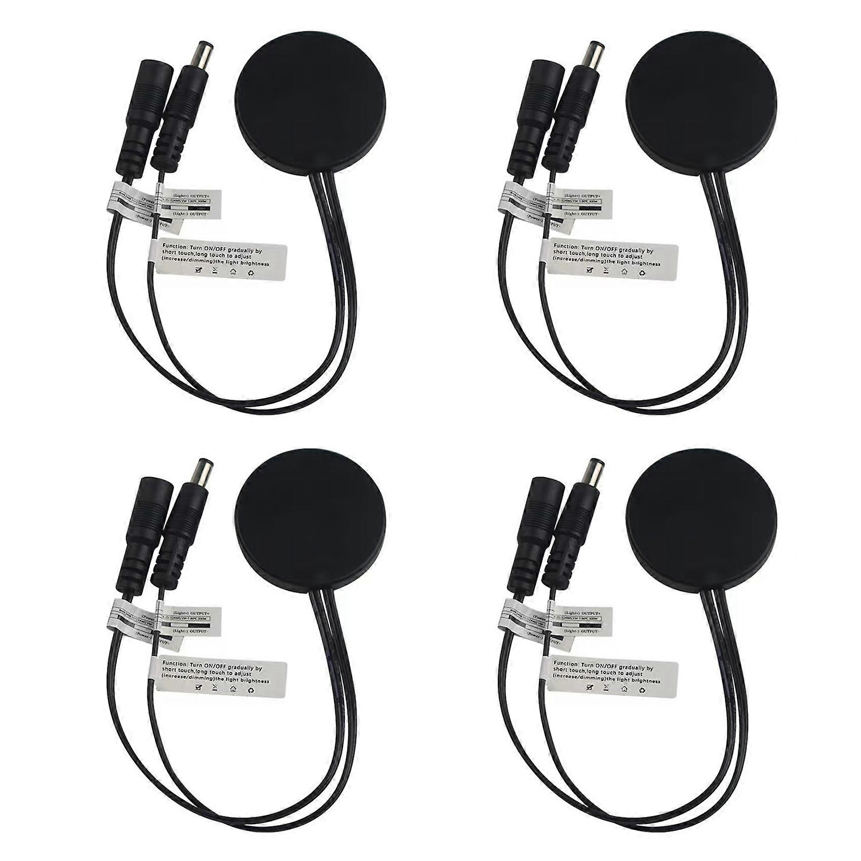 4X Wood Panel LED Touch Sensor Dimmer Switch Hidden Switch Touch Switch for LED Strip Black