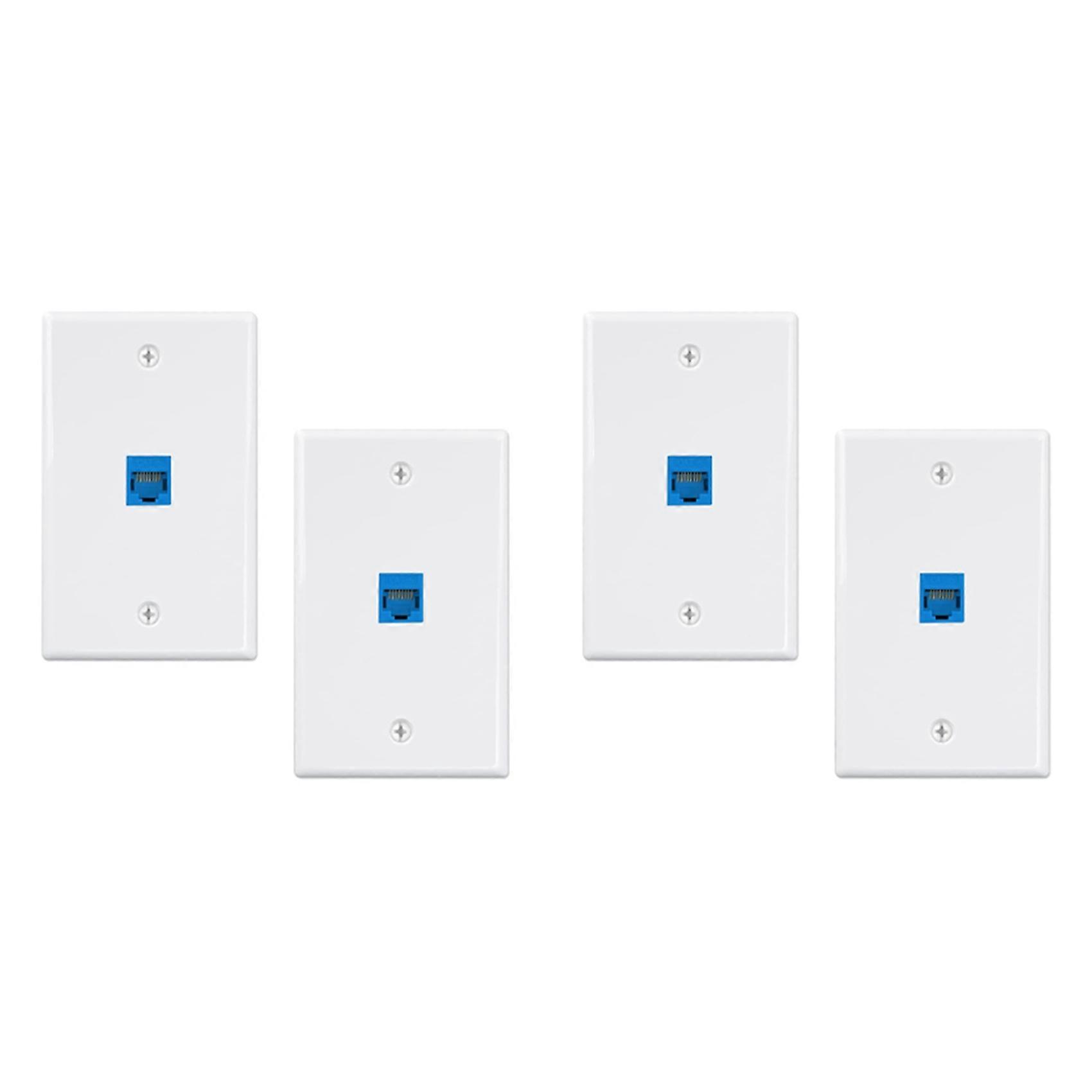4-Pack 1 Port Ethernet Wall Plate, RJ45 Cat6 Female to Female Jack Inline Coupler Face Plates, 1-Port