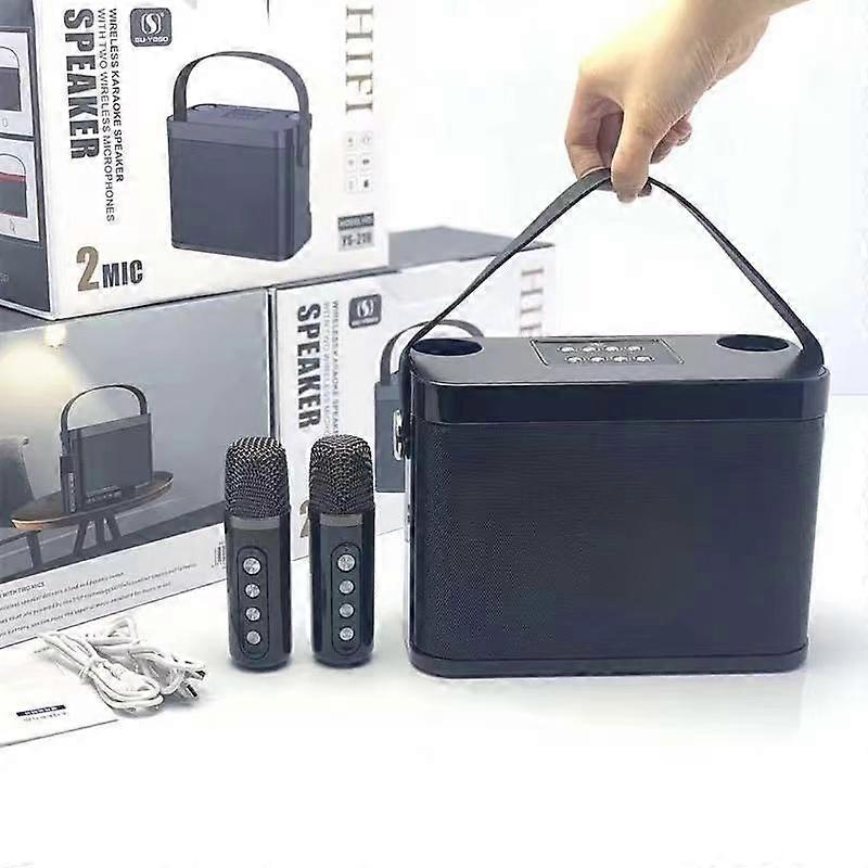 YS-219 Mini Portable Karaoke Wireless Bluetooth Speaker with 2 Microphones