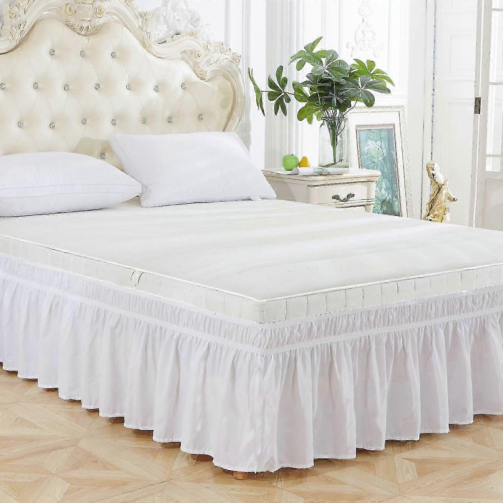Bed Skirt Wrap Around Elastic Ruffles with Elastic Belt for Home Bedroom