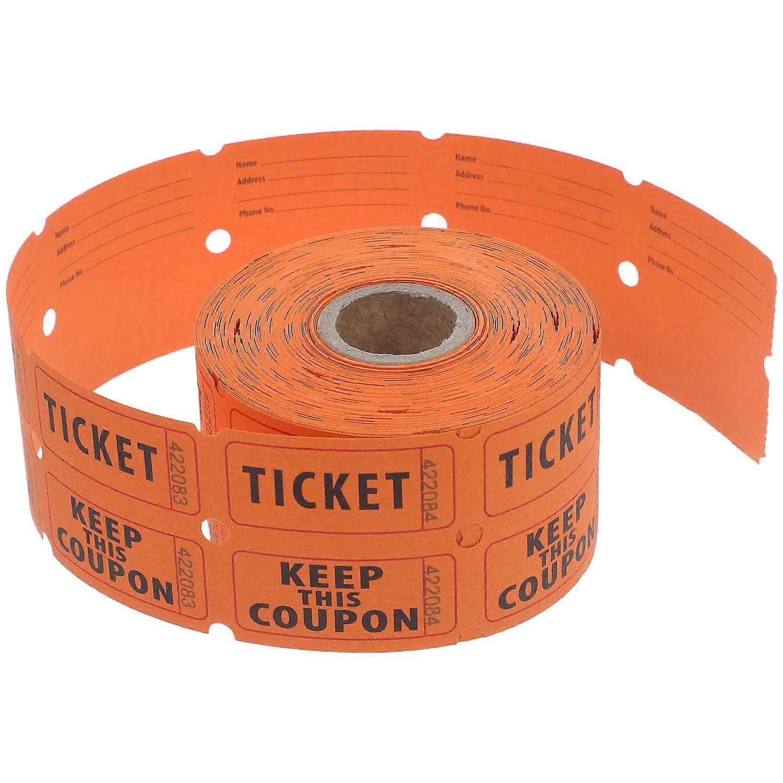 Orange Raffle Tickets Double Roll for Event Use 500Pcs Pack