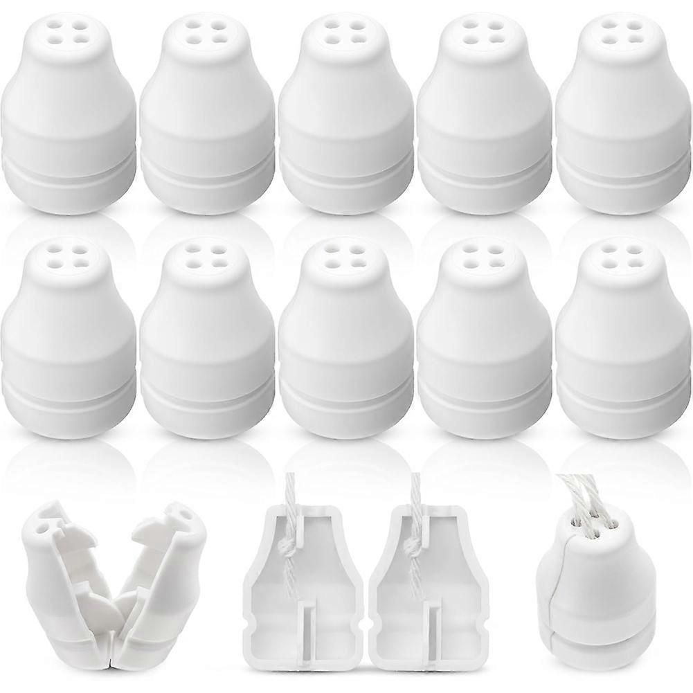 10 Pack Blind Pull Cord Knobs-Anti-Strangulation Breakaway Design (Bell Shape, 4-Hole) Plastic Tabs, Install Fits Blinds