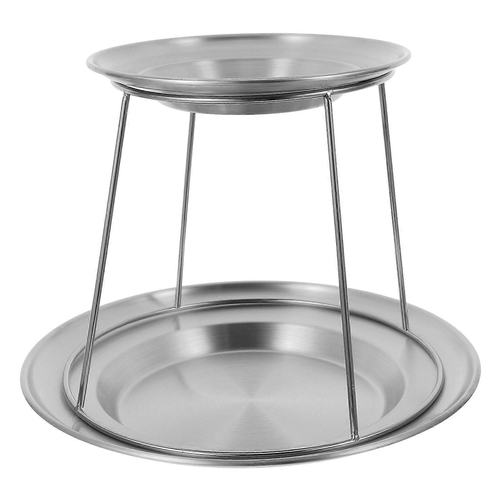 Seafood Tower Stand Stainless Steel Double Layer Plates for Kitchen Use