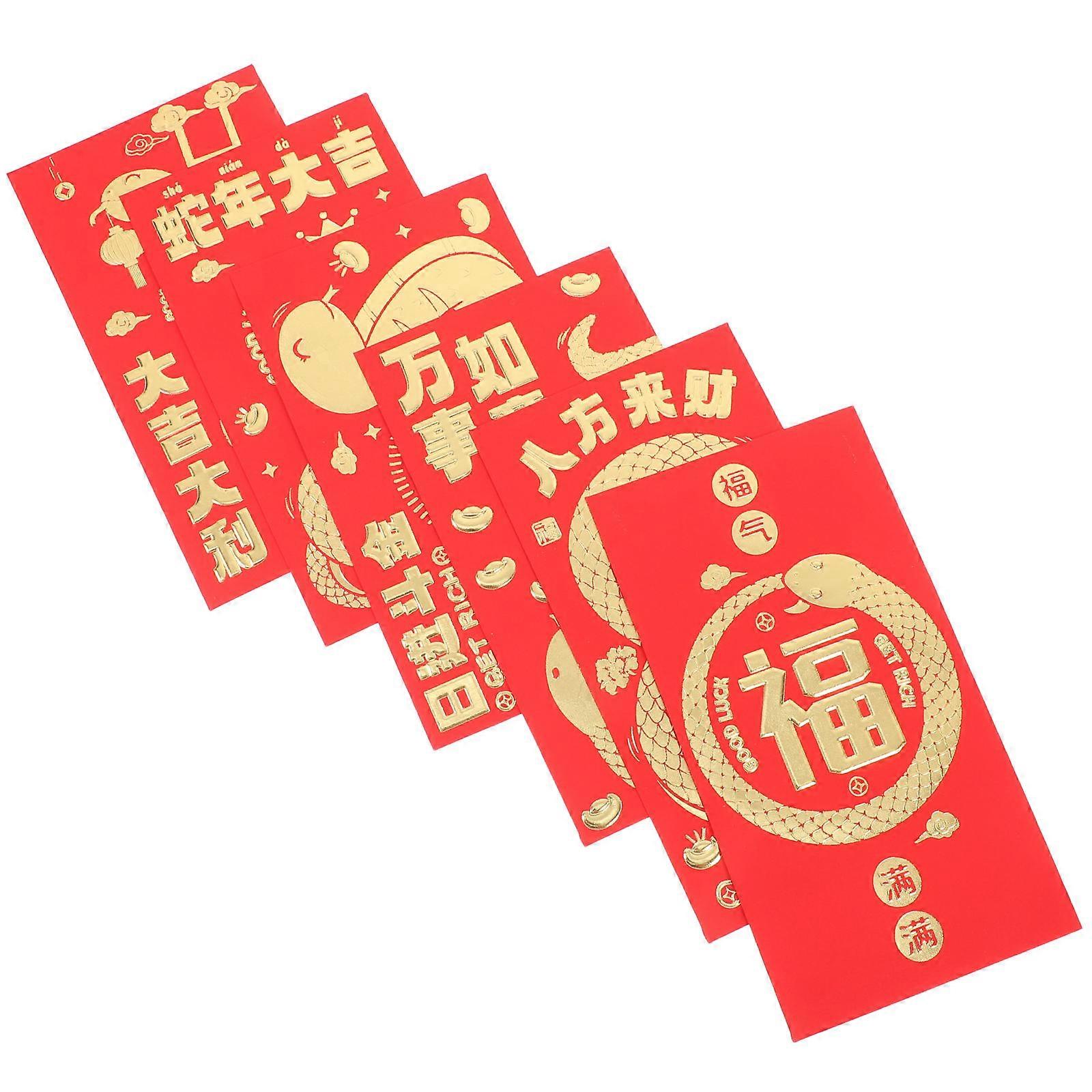 Snake Year Red Envelopes for New Year in Assorted Color 6Pcs Pack