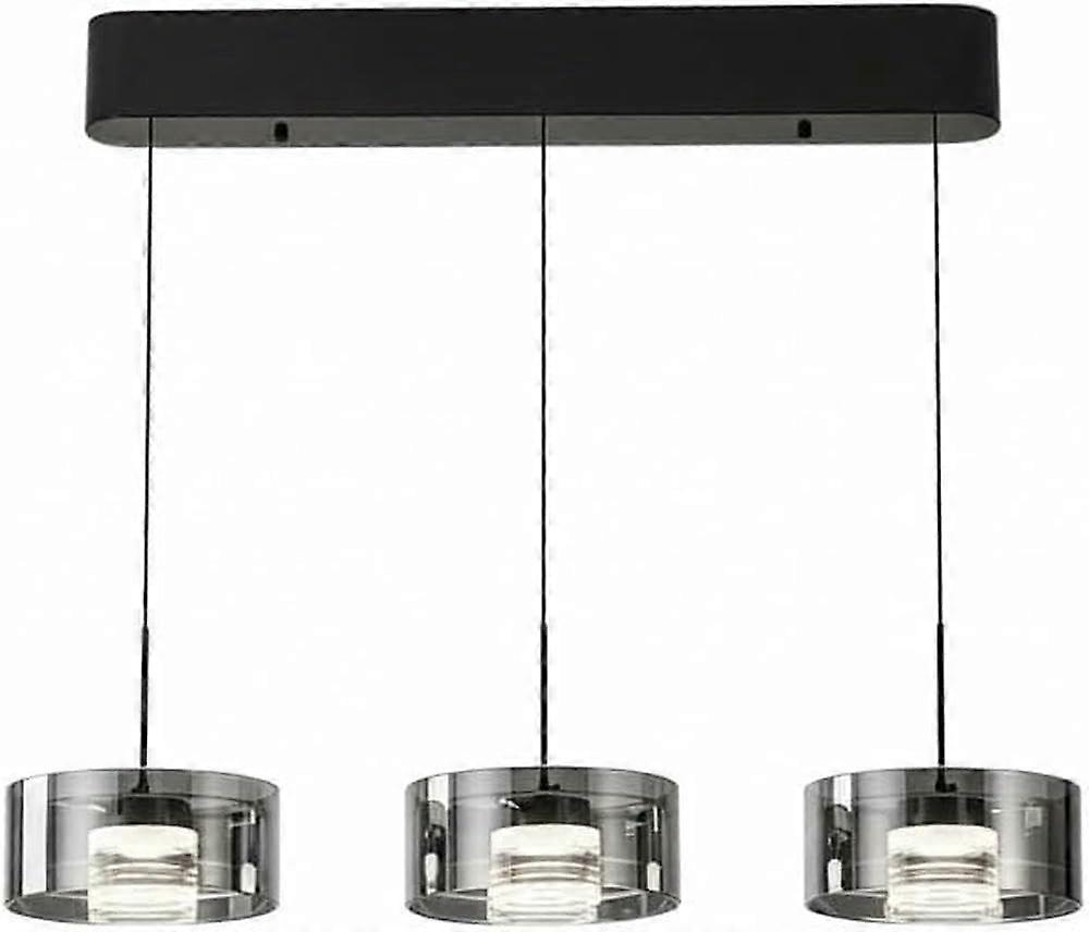 Modern 3Light Linear Pendant Chandelier with Smoked Glass Shades, Adjustable Height, 48W LED