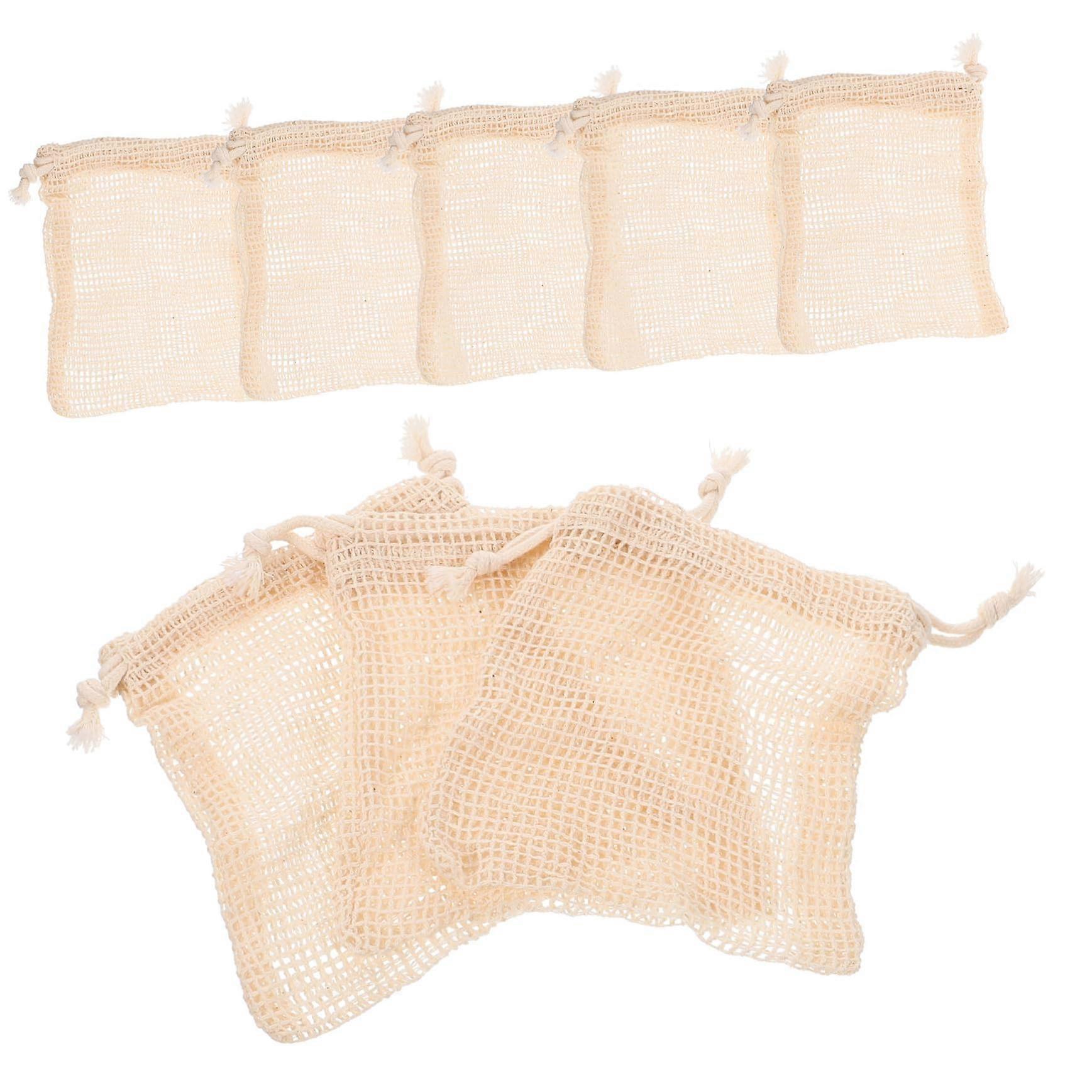 8pcs Exfoliating Soap Saver Bags with Drawstring, Cotton Linen Foaming Pouches for Shower and Facial Cleansing, Random Colors