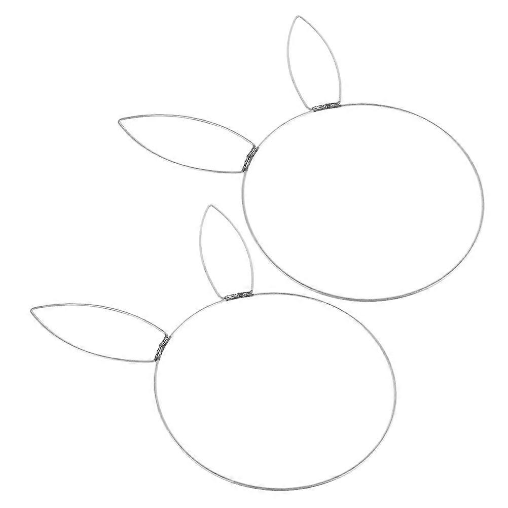 Circular Bunny Head Wreath Frames 2Pcs Suitable For Home Decoration Featuring Unique Iron Frame Design