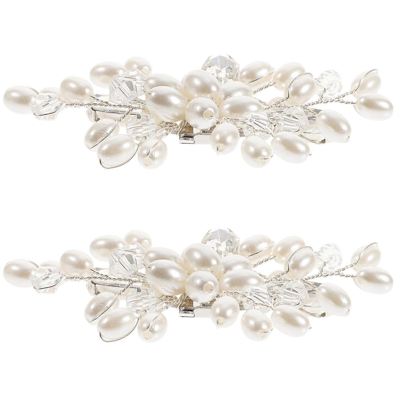 Beige Rhinestone Shoe Clips for Pumps 2Pcs Elegant Bride Decorations