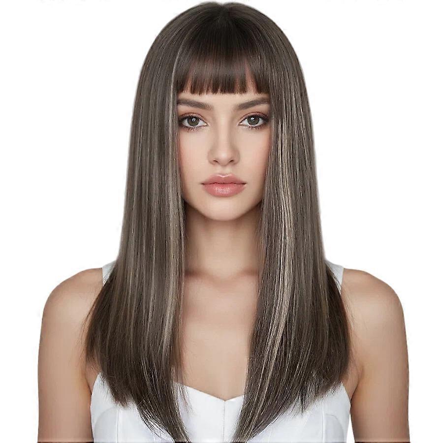Mixed Brown Straight Machine Made Heat-Resistant Glueless Wear and Go Wig - Natural Look for Daily Wear
