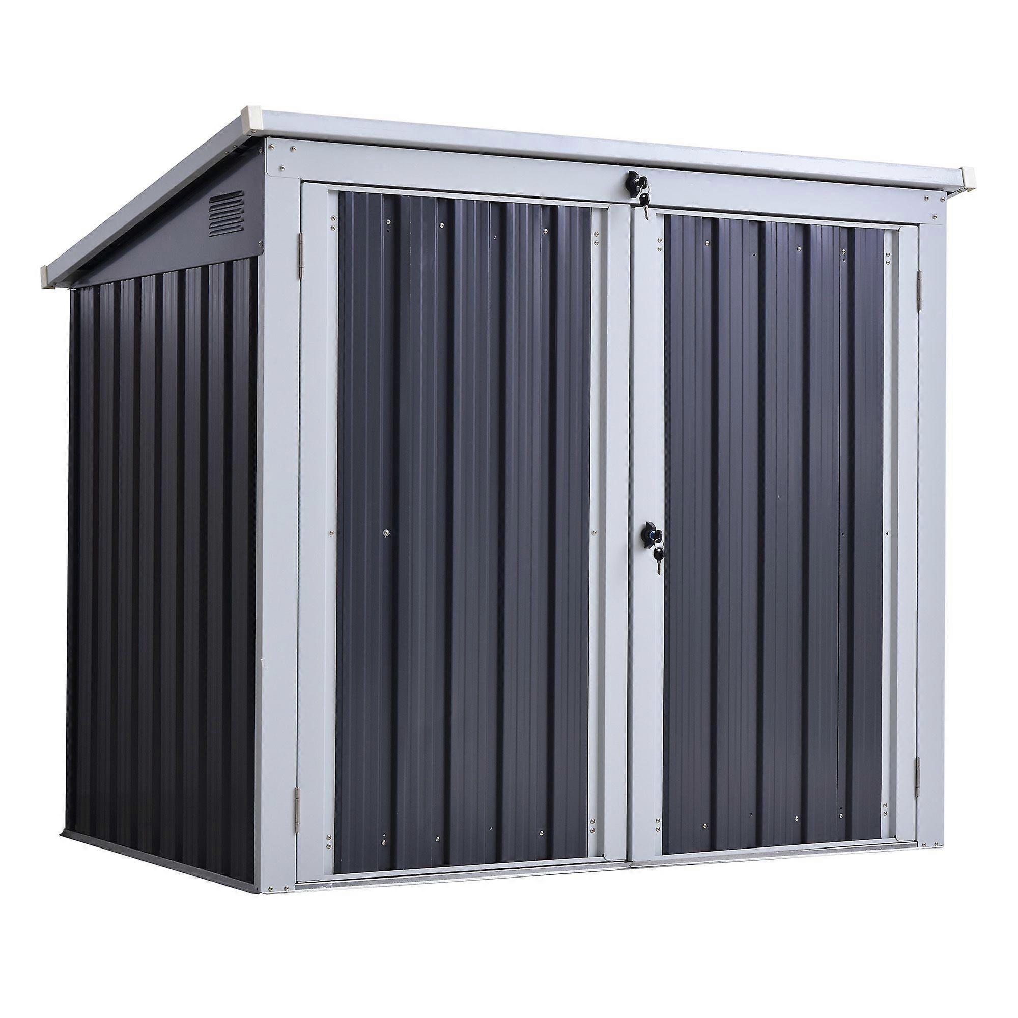 3.2x5.1ft Steel Two Bin Storage Shelter