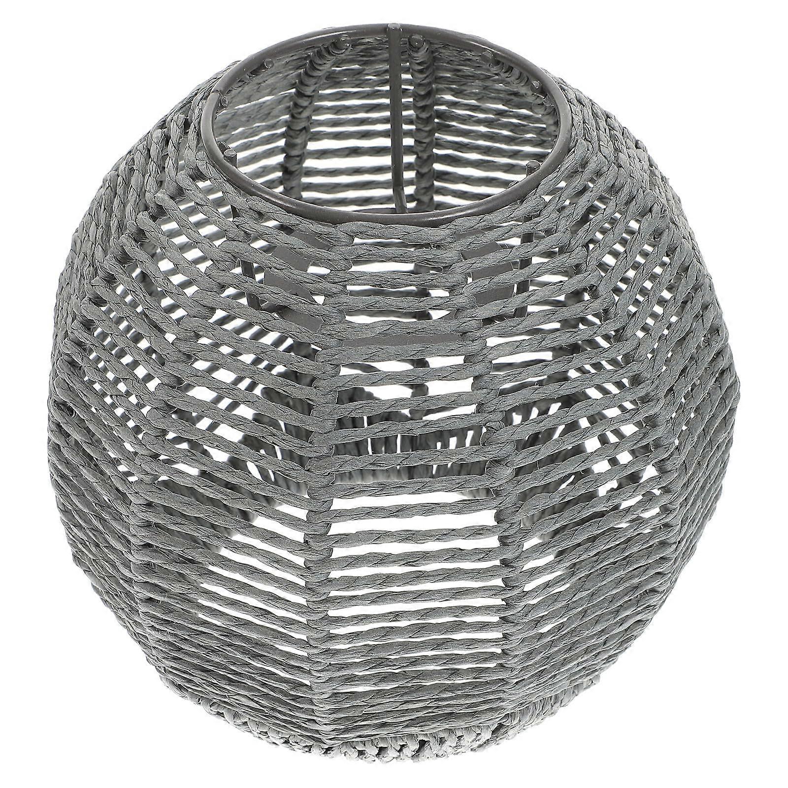 Woven Lamp Shade Ceiling Light Cover with EyeComfort Diffusion for Dining Room and Living Spaces, Small Round Gray