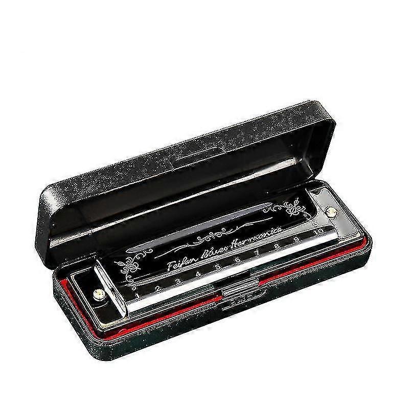 10 Hole 20 Harmonica Blues Deluxe Harmonica Beginner C Harmonica - Black
