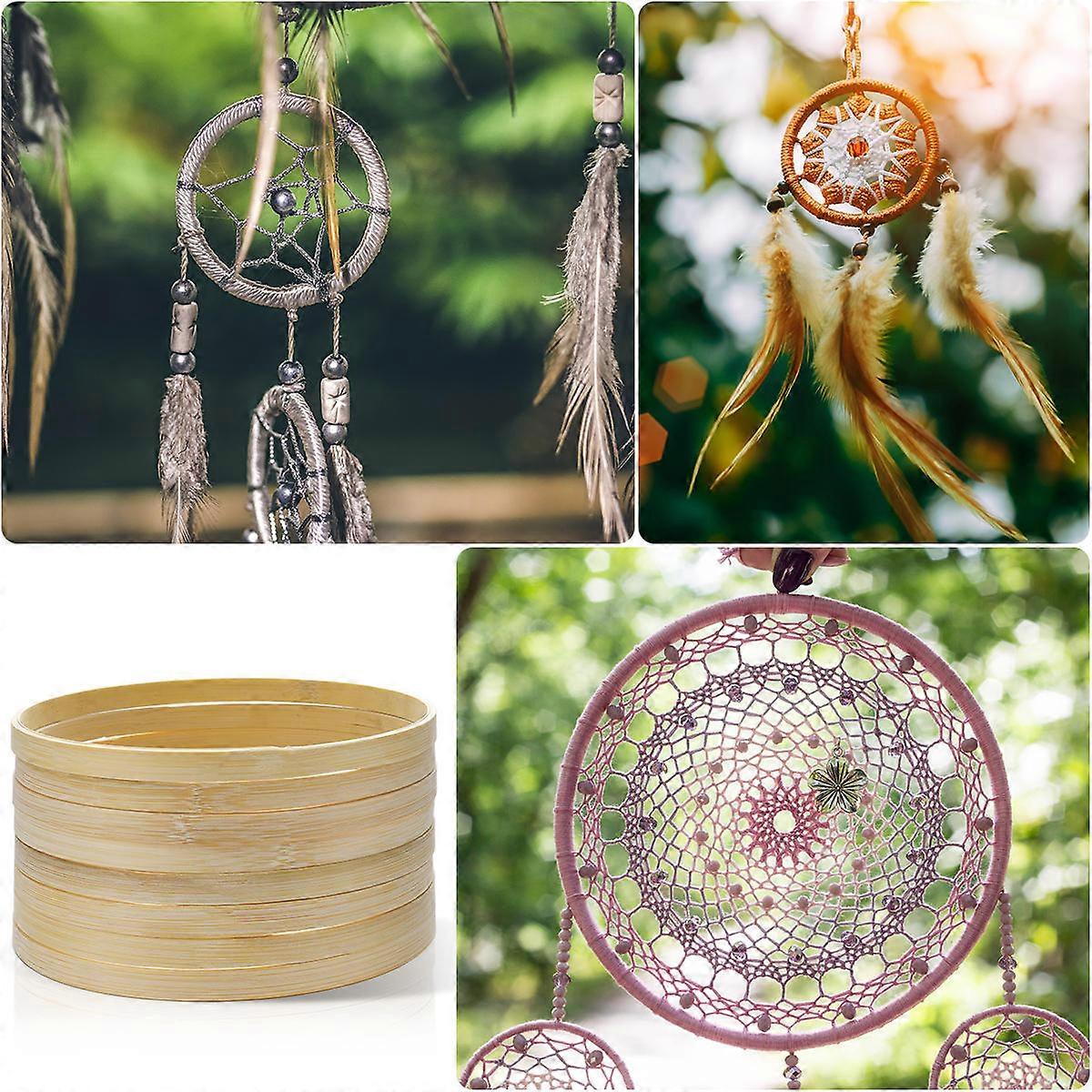 Bamboo Hoop Macrame Craft Hoop for DIY Craft Tools 10Pcs Assorted Color