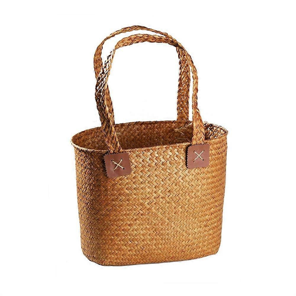 Picnic Basket 29cm MultiColored Wicker Hamper with Handle Large Capacity Durable Straw