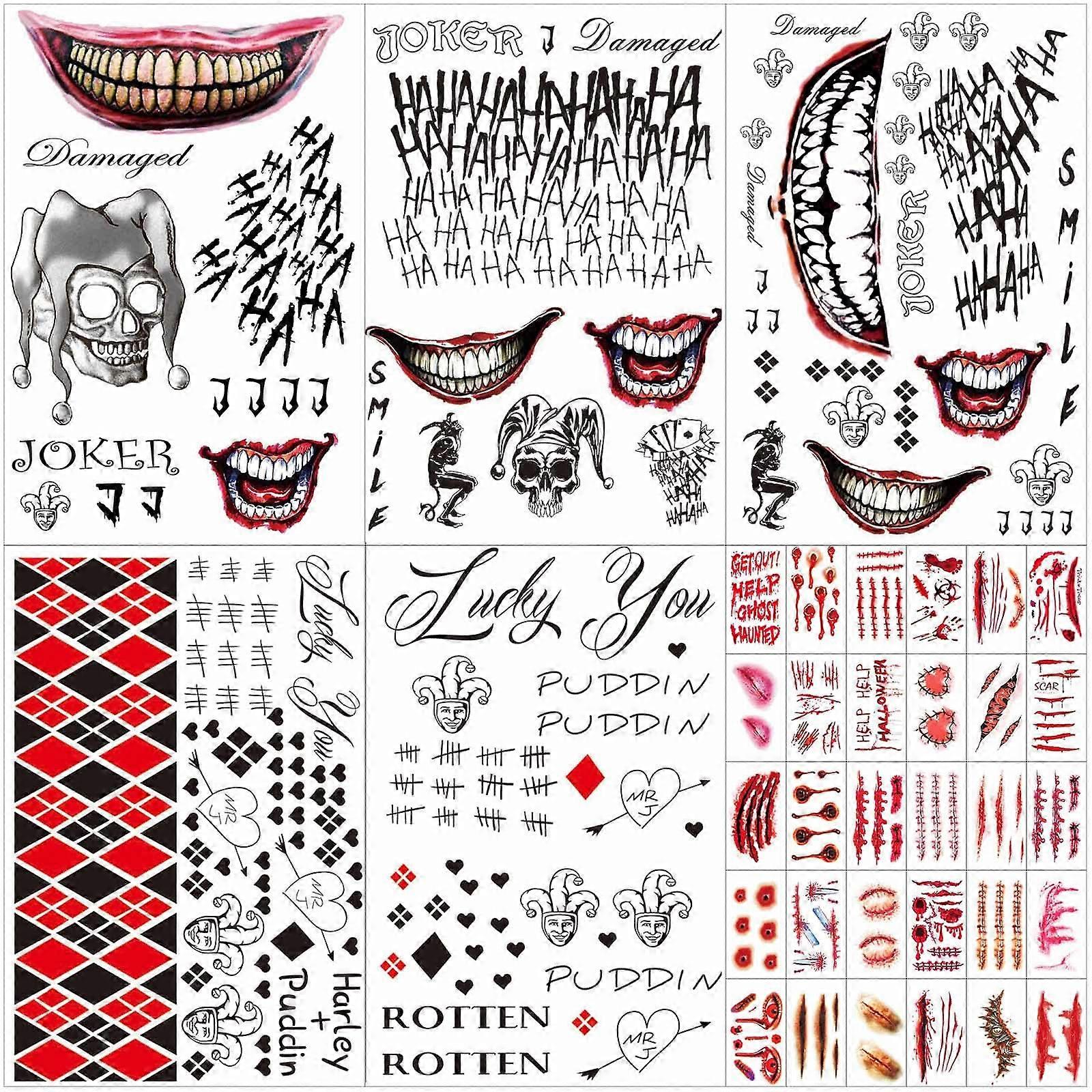 35 Sheets Halloween Temporary Tattoos Set with Realistic Scars, Waterproof and LongLasting