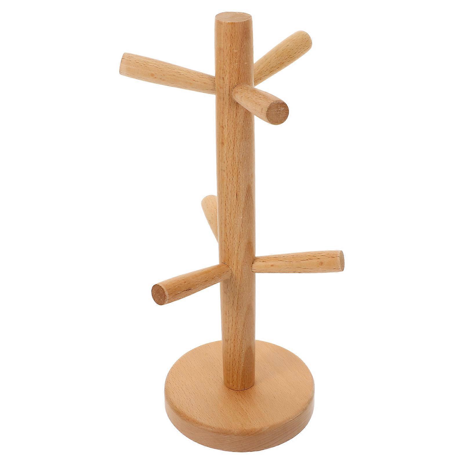 Tree Stand Cup Holder Beech Wood Kitchen Home Decor Simple Structure 1Pcs
