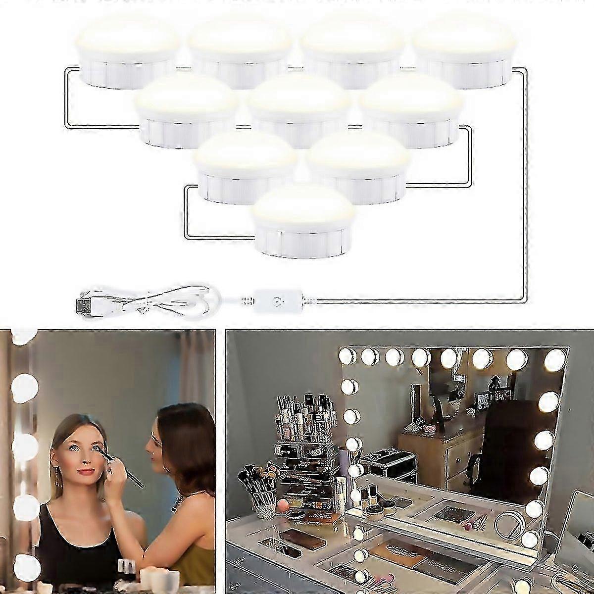 For 10 Leds Mirror Front Light Dimmable Makeup Mirror Usb Touch Control Light 25-26s