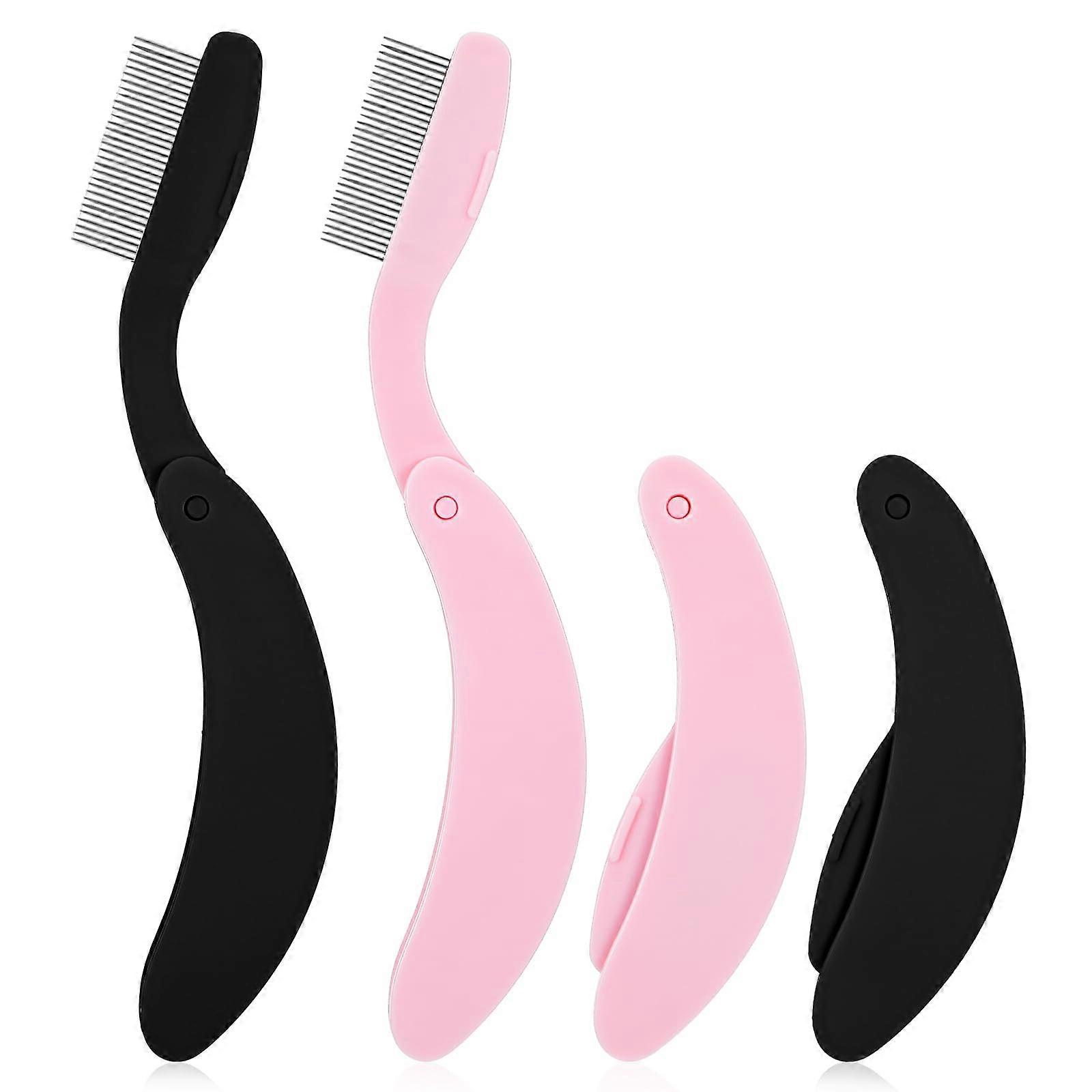 2 Pcs Folding Eyelash Comb Separator Stainless Steel Lash Tool for Defining Lashes