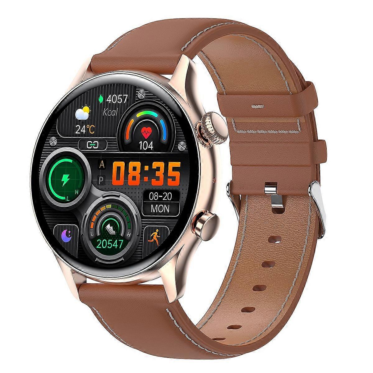 1.36 inch AMOLED Screen Leather Strap Smart Watch