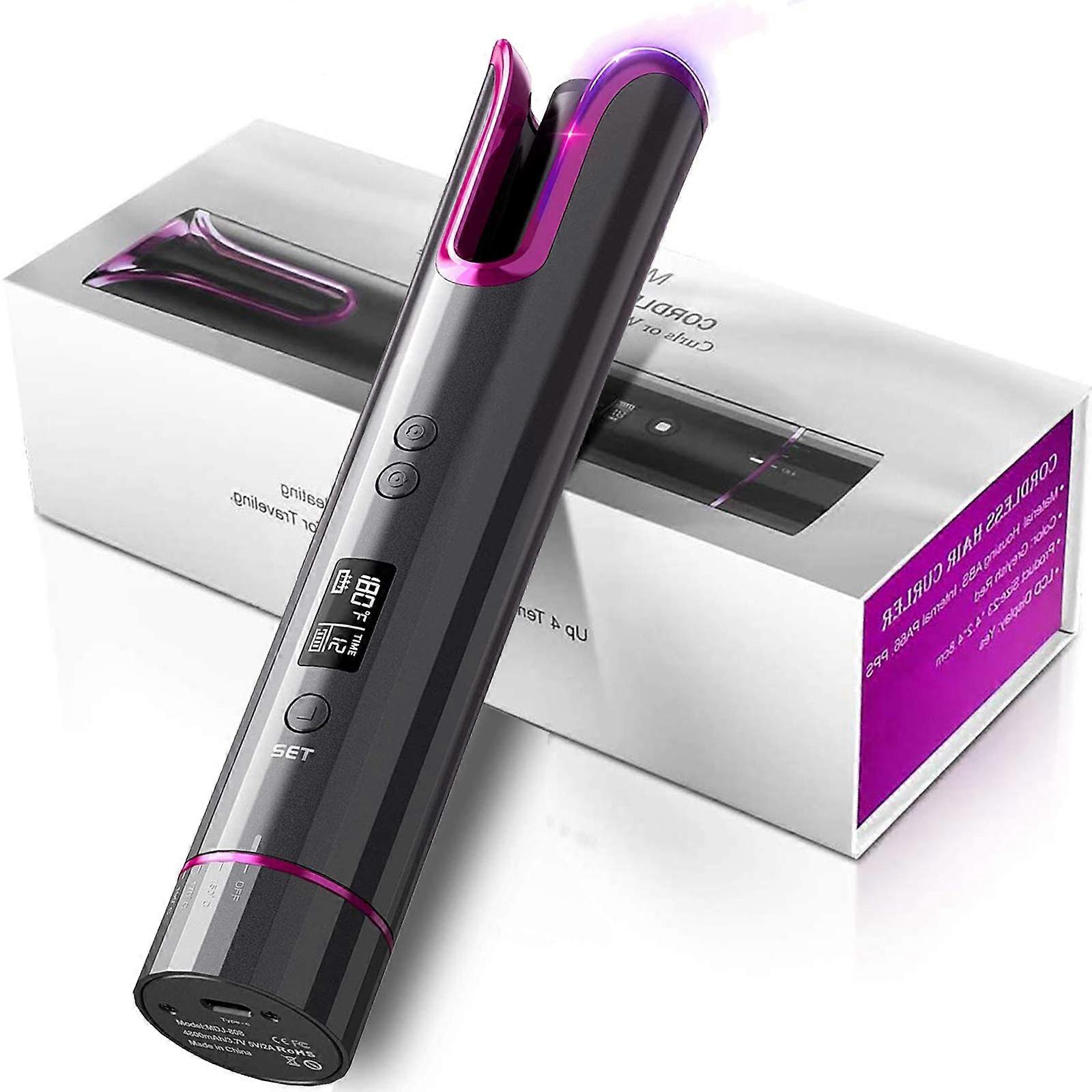 Automatic Curling Iron with LCD Display, Rotating Ceramic Barrel, Adjustable Heat Timer