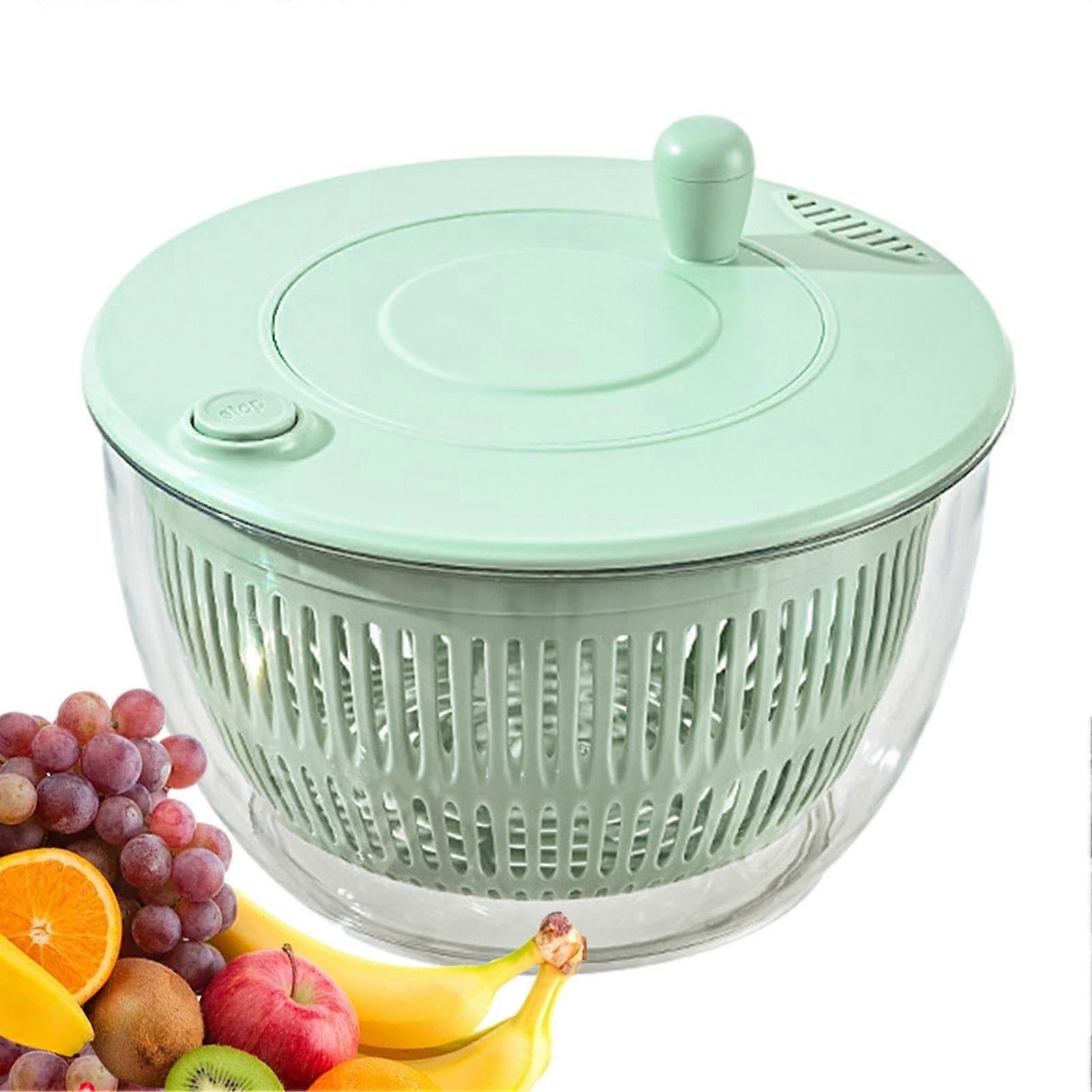 Large Pump Salad Spinner with Transparent Bowl and Quick Stop Button for Lettuce and Spinach
