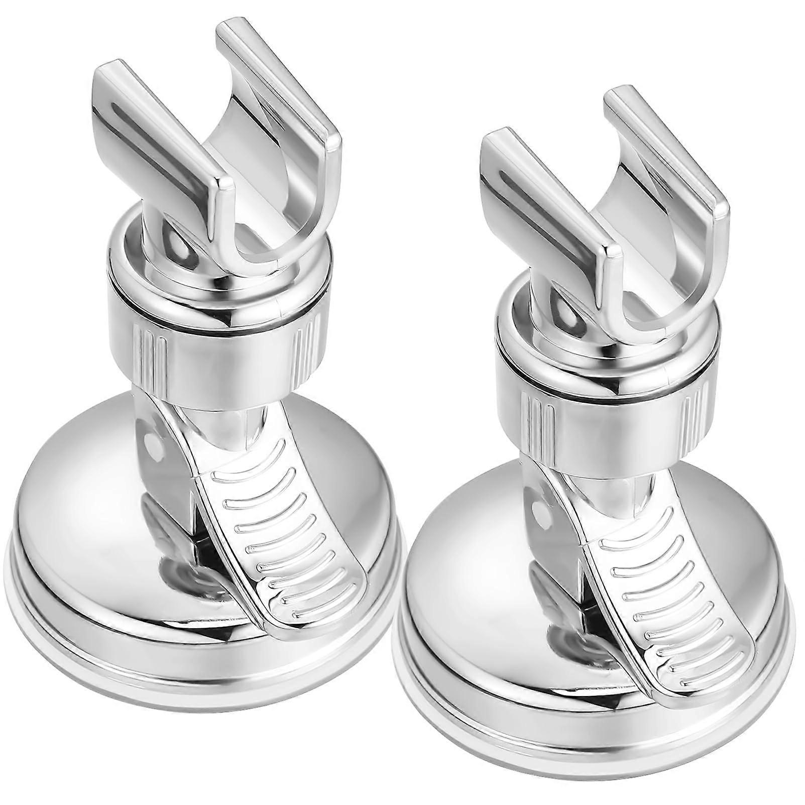 2pcs Adjustable Angle Shower Head Holder with Suction Wall Mount Electroplated Finish for Bathroom