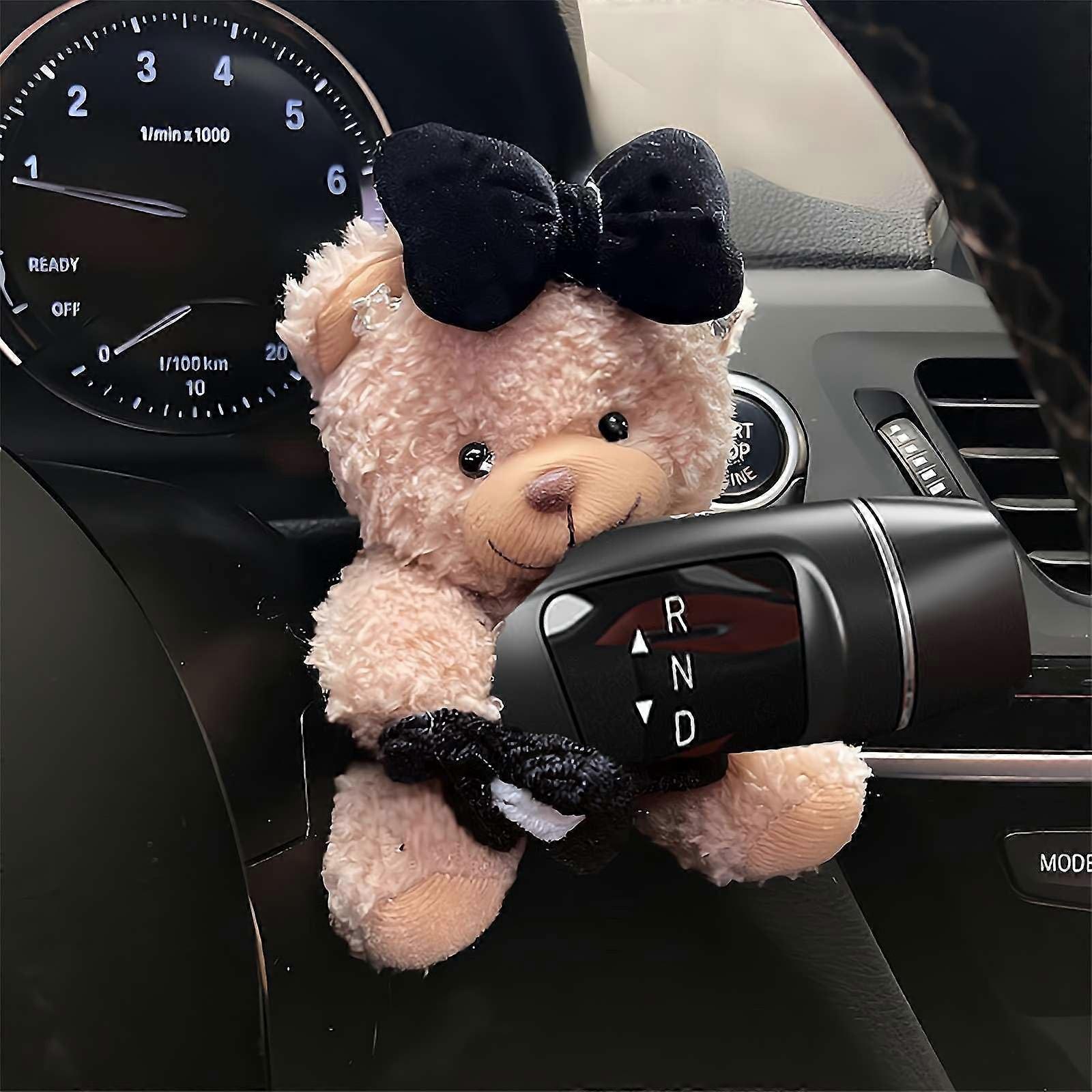 Cute Plush Bear Car Ornament for Dashboard or Wiper Shift Handle Interior Decoration Gift