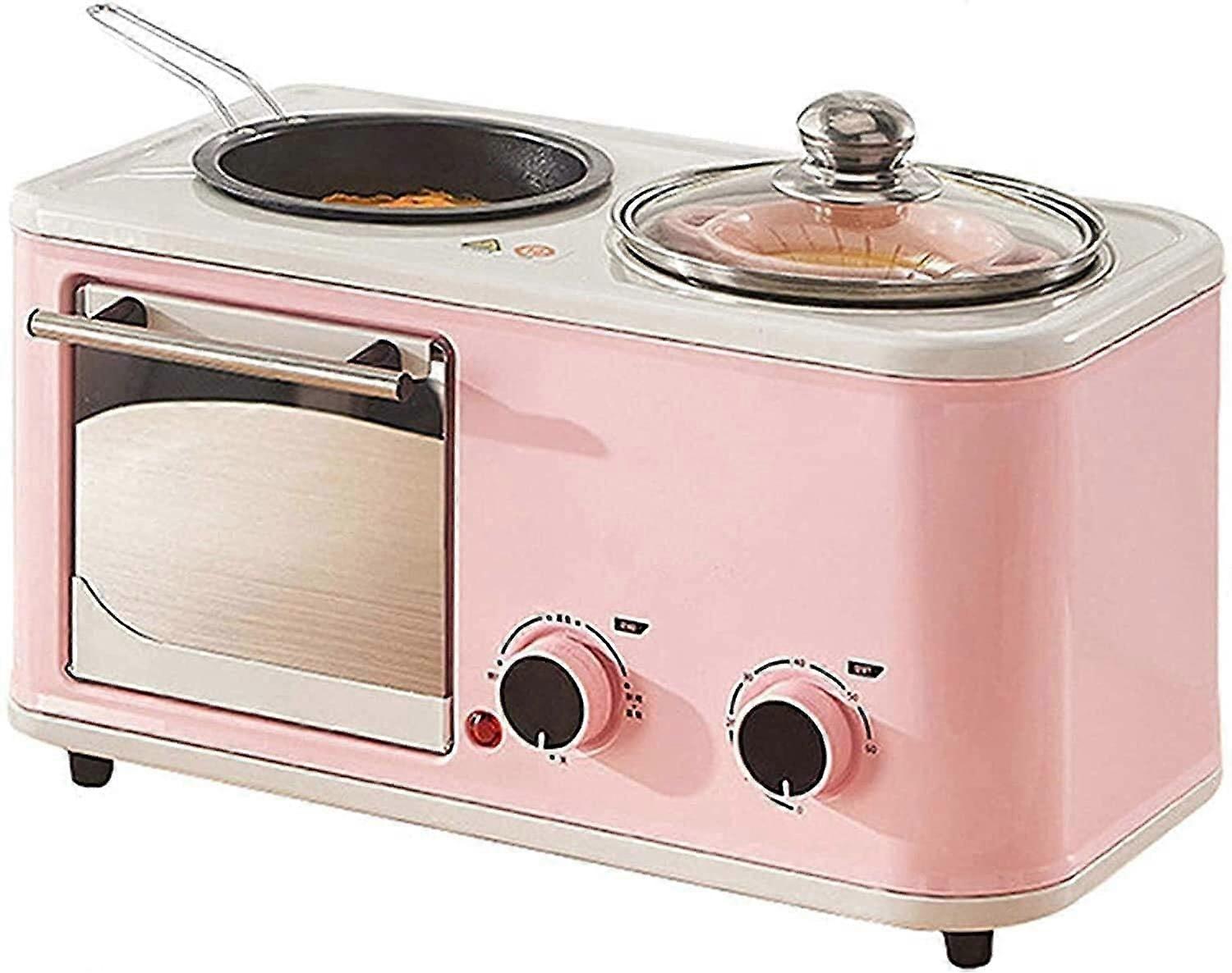 5L Compact Multifunctional Mini Oven with Grill and Bake, 60Min Timer, Pink or Blue