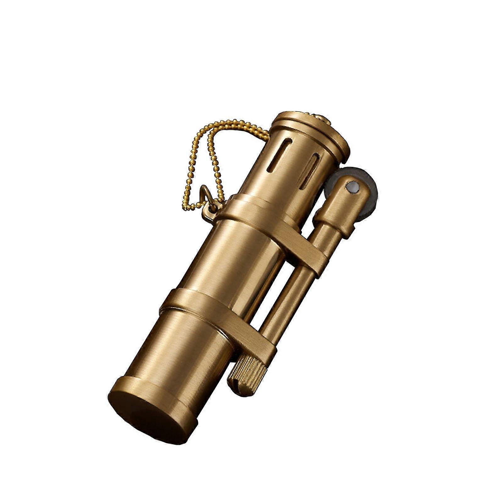Vintage Brass Kerosene Lighter Refillable Windproof Dual Ignition Durable Antique Bronze