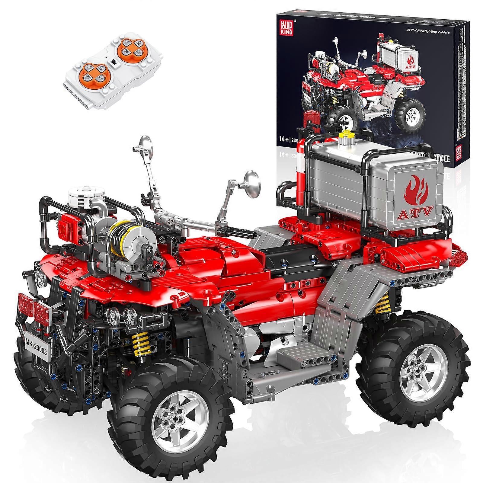 Motorized Fire Engine Building Set 2100PCS Remote Control 4x4 Model with Realistic Gear