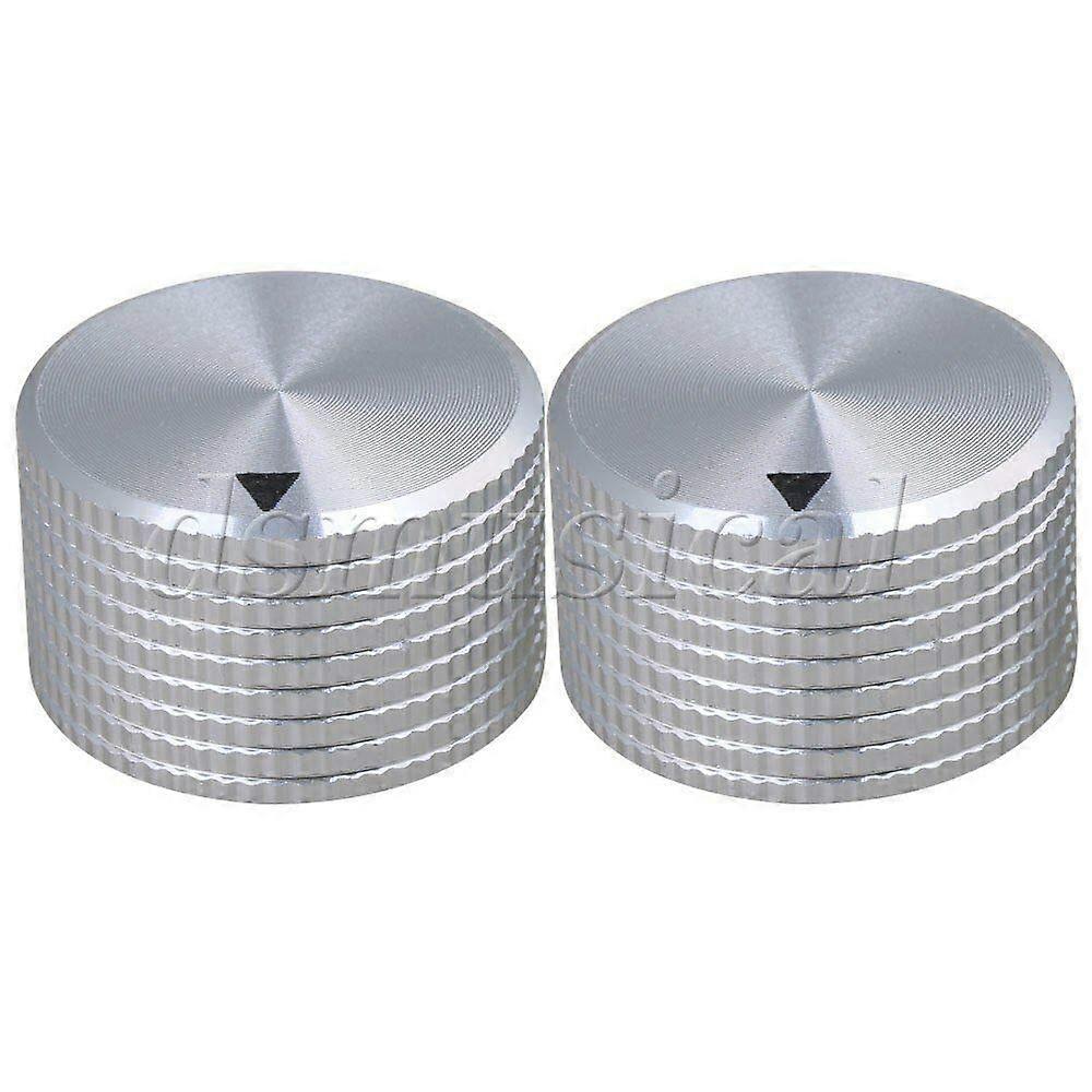 2pcs Silver Aluminum Guitar Amplifier Knobs with Lattice Texture for HiFi Speaker Control