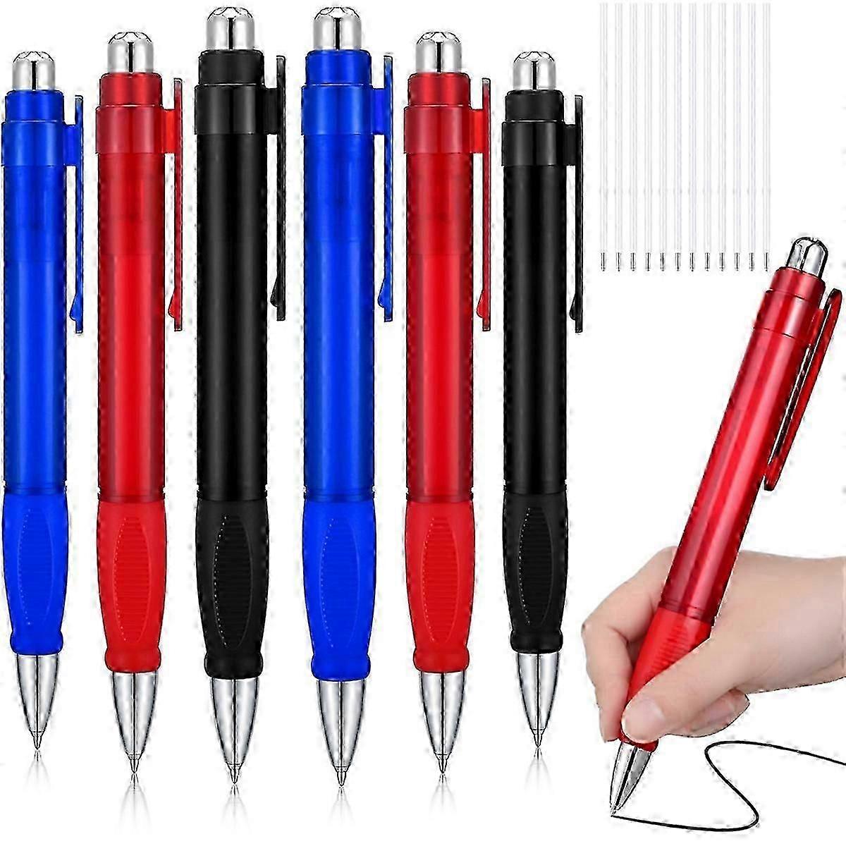 6 Pcs Big Pens Jumbo Pen Bulk with Refills Extra Large Ballpoint Pens