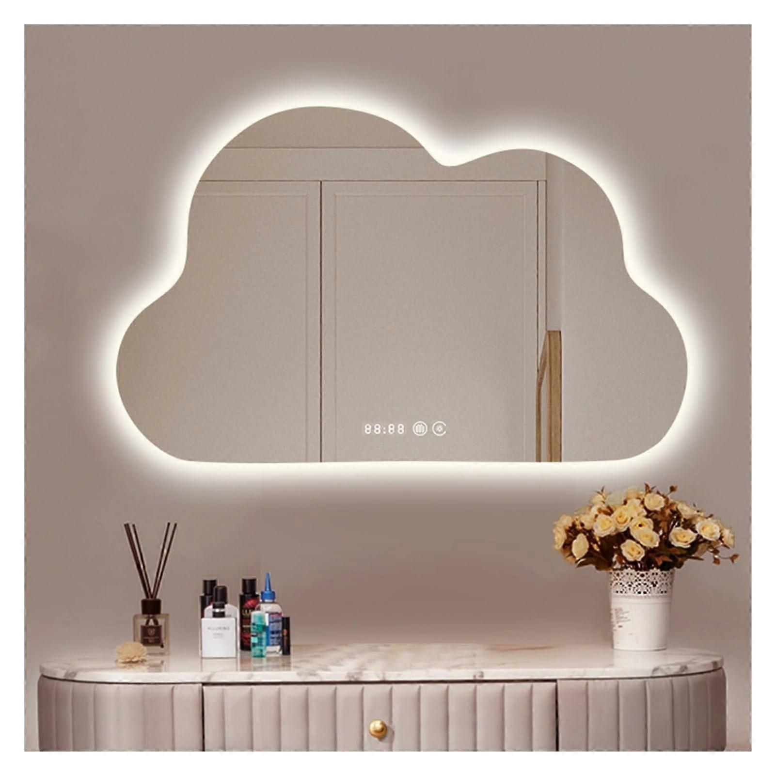 Cloud Shaped Bathroom Wall Mirror with AntiFog, Touch Control and Explosionproof Surface 75*4