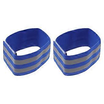 Reflekterende elastisk bånd sikkerhetsstropp armbånd for jogging sykling blå