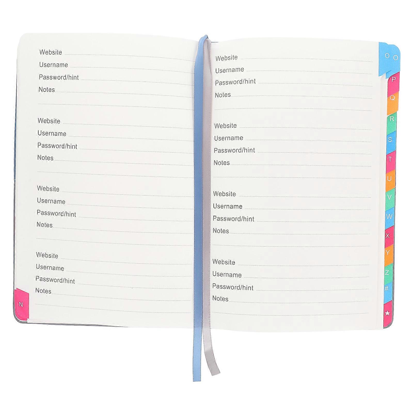 Password Recording Notepad for Writing Use Portable Notebook with Alphabetical Tabs