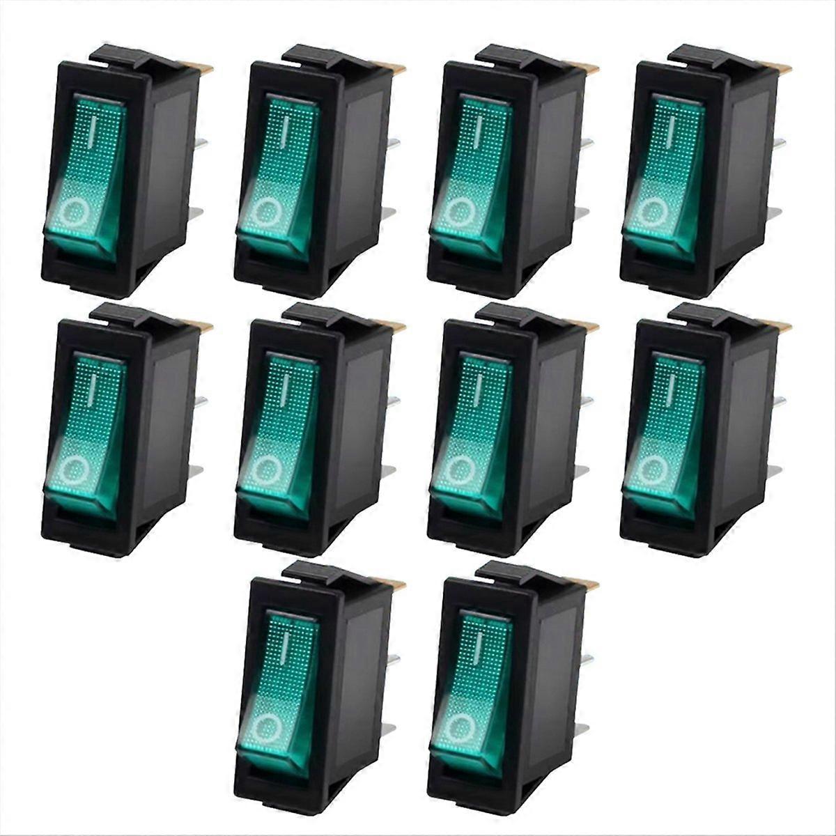 10 PCS KCD3-101N Interrupteur à bascule Vert