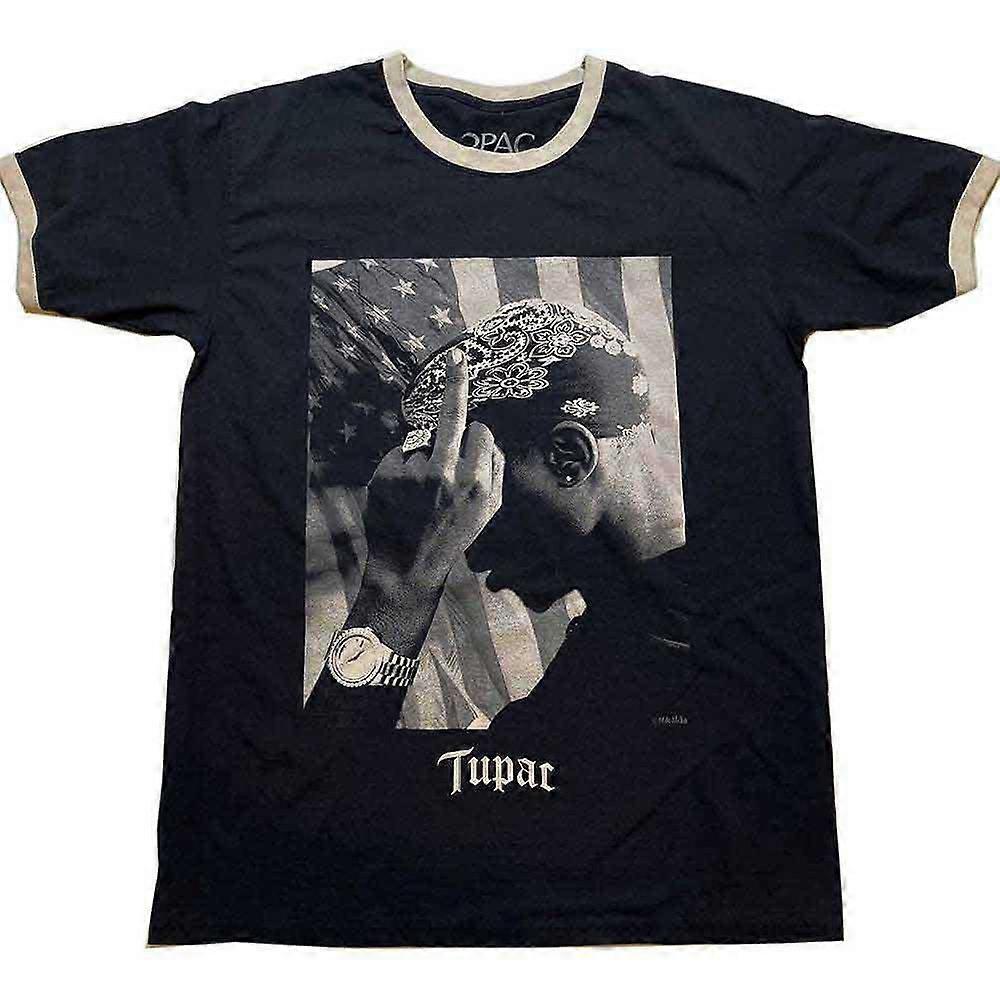Tupac Flag Photo Ringer T Shirt