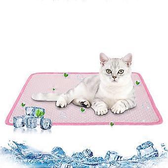 Kühlmatte aus Eisseide für Haustiere, 50 x 35 cm - Waschbare Kühldecke für Hunde und Katzen, geeignet für Bett, Sofa und Autositz (Rosa)
