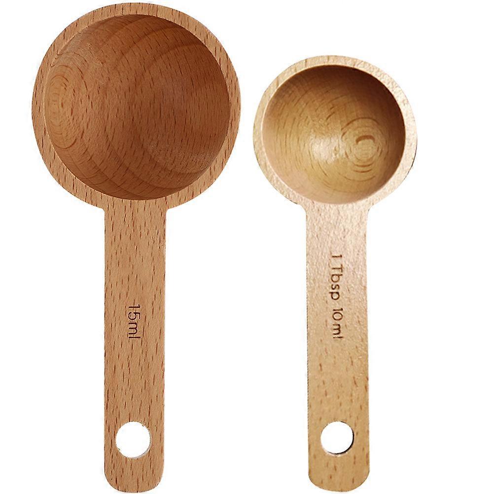 Wooden Measuring Spoon Multi-Function Tea Scoop for Baking 2Pcs