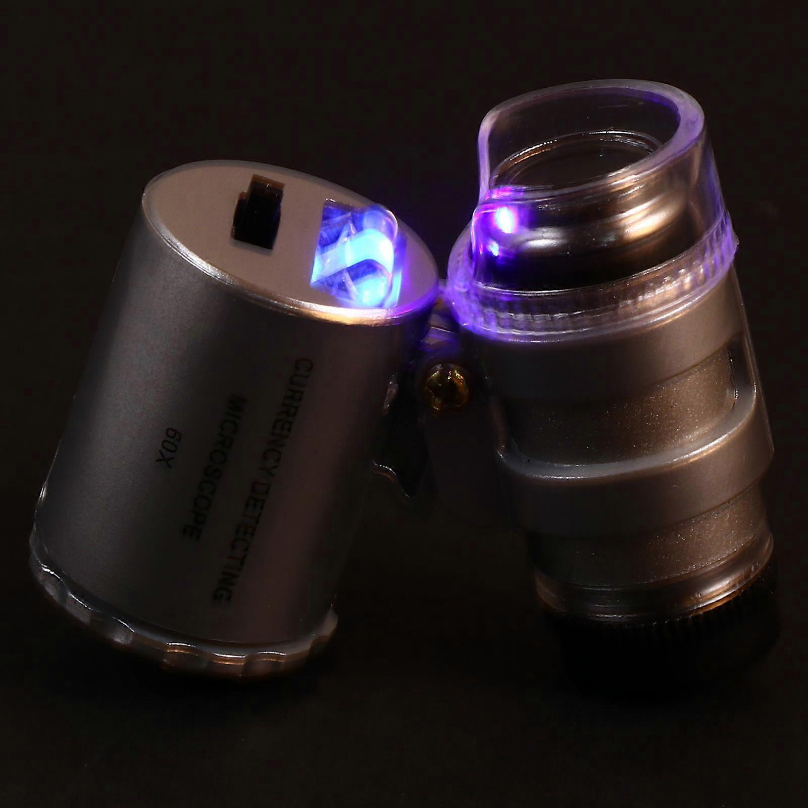 Currency Detecting Microscope for Magnifying Use 2Sets Silver LED Magnifier