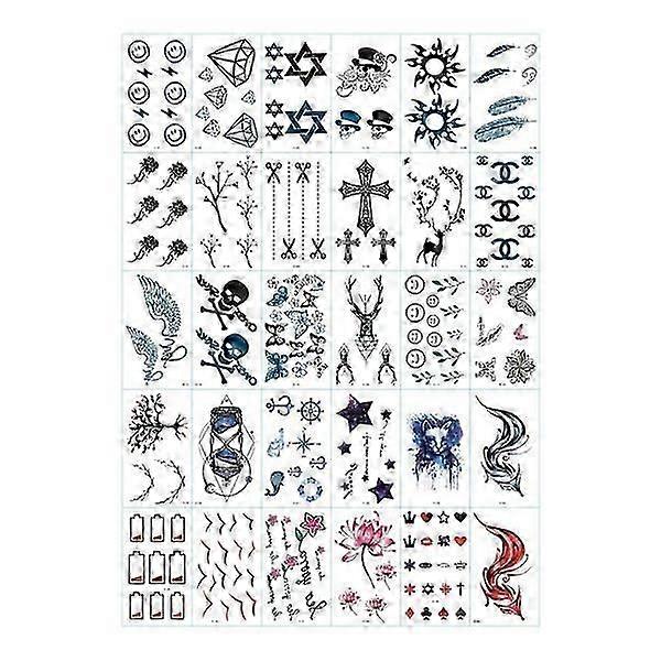 30 PCS Temporary Tattoos Assorted Multicolored Style1