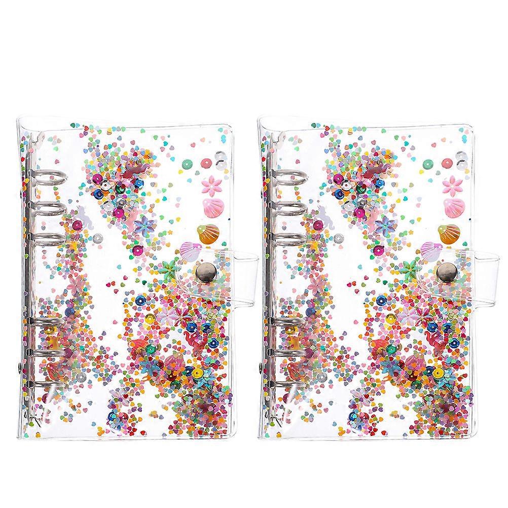 Multi Color Glitter Binder Cover for Organizing 2Pcs Plastic Notebook Shell