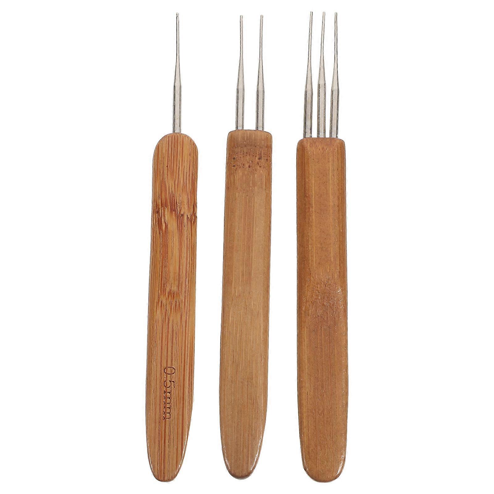 Dreadlock Crochet Hook Crochet Needle for Dreadlock 3Pcs Bamboo Handle Set