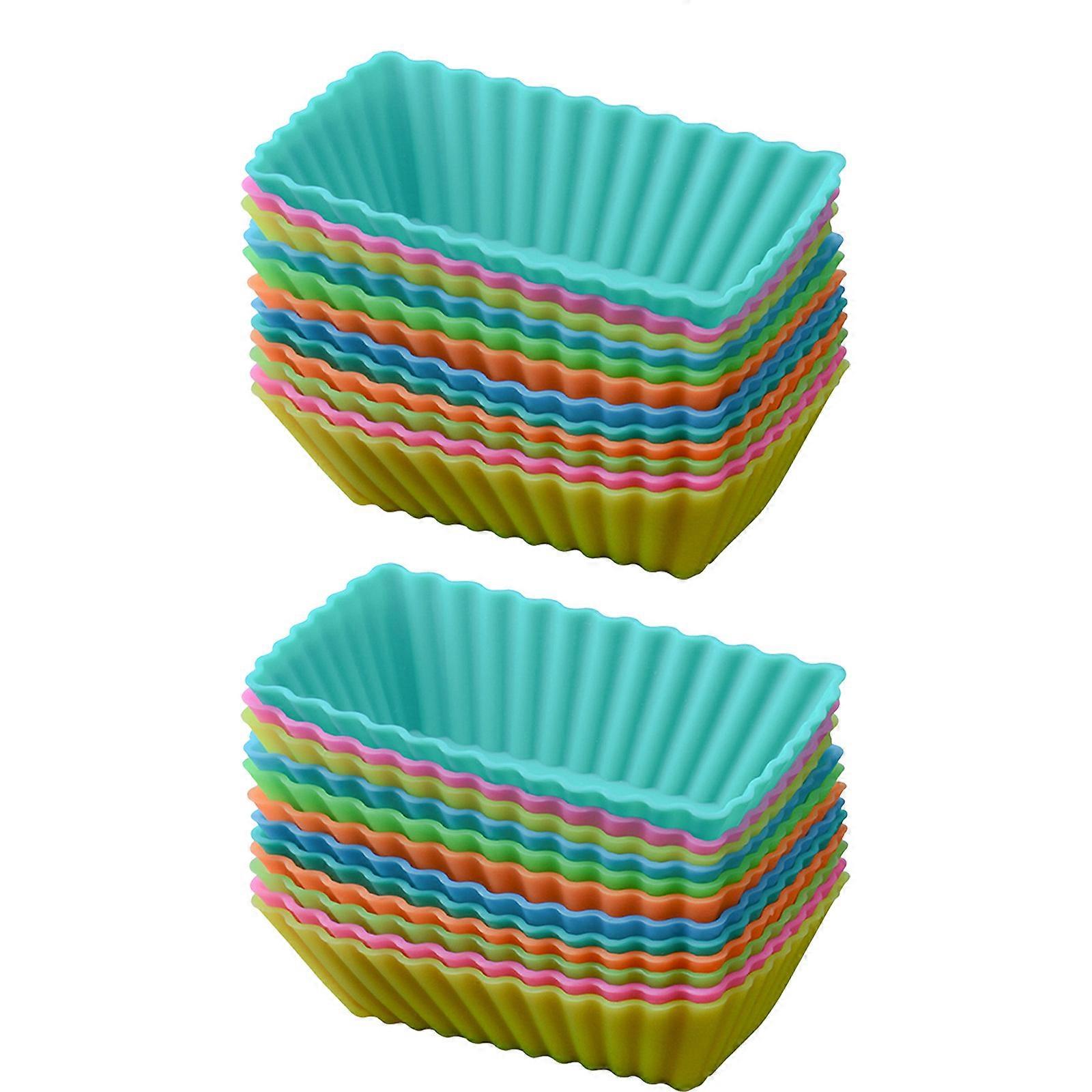 Silicone Muffin Cups Rectangular Baking Mold for Cake Baking Use 24Pcs Set